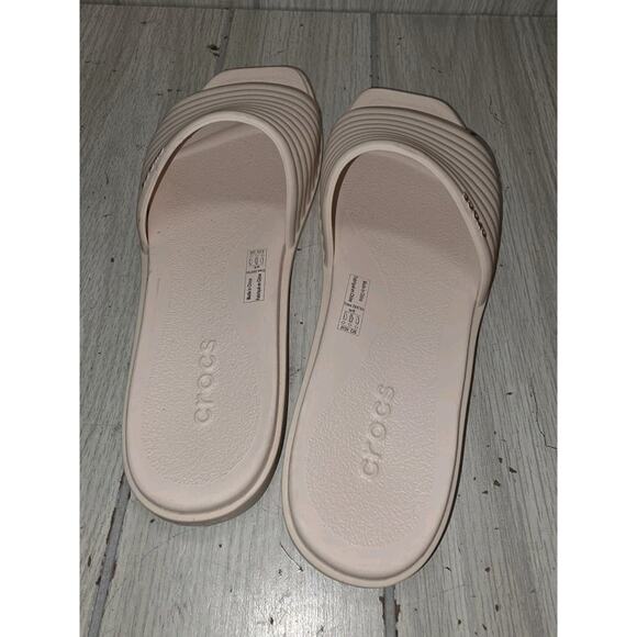 Crocs Women's Miami Slide Dew Size 6 Ribbed Cream Minimalist Summer Read - Picture 8 of 9